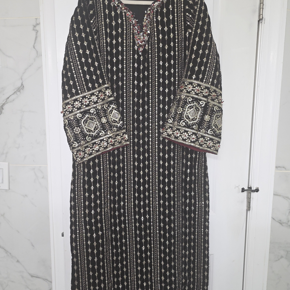 Elegant Black and Gold Embroidered Dress